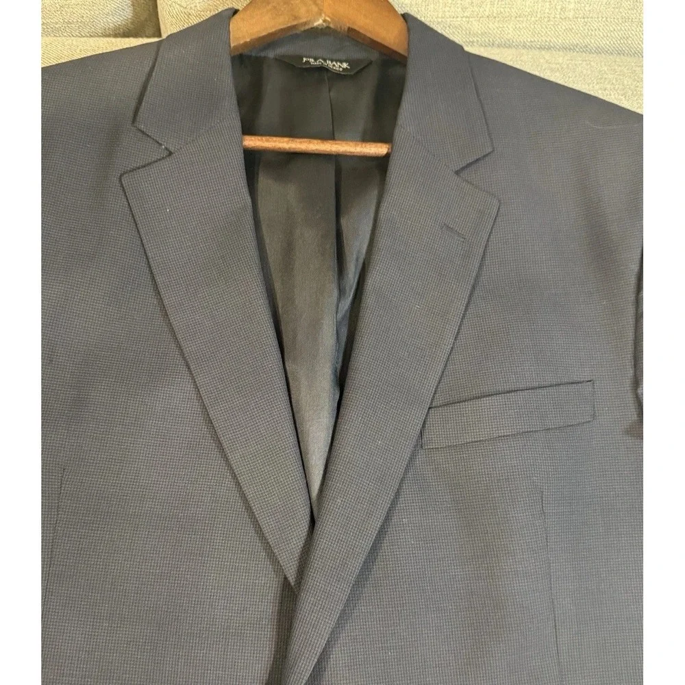 Jos A Bank Blazer‎ Mens Navy Blue Sport Coat 2 Button Micro Check Classic